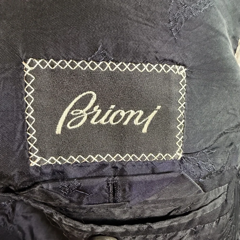 Brioni Traiano Super 150's Blazer Mens 46R Navy Blue 3 Button Jacket Old Money
